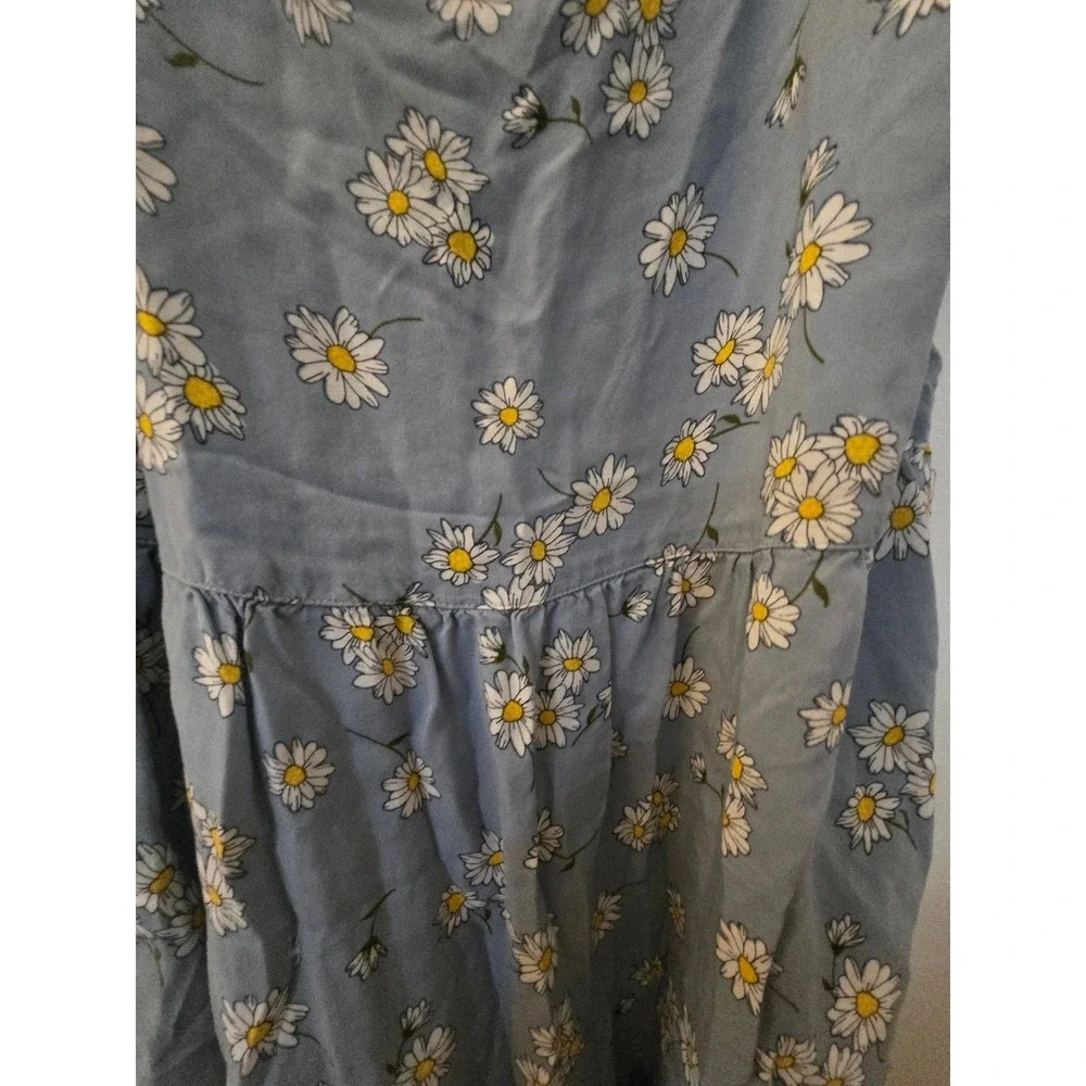SO Goods For Life Girls‎ Blue Daisy Floral Tiered Puff Sleeve Dress XL 14/16